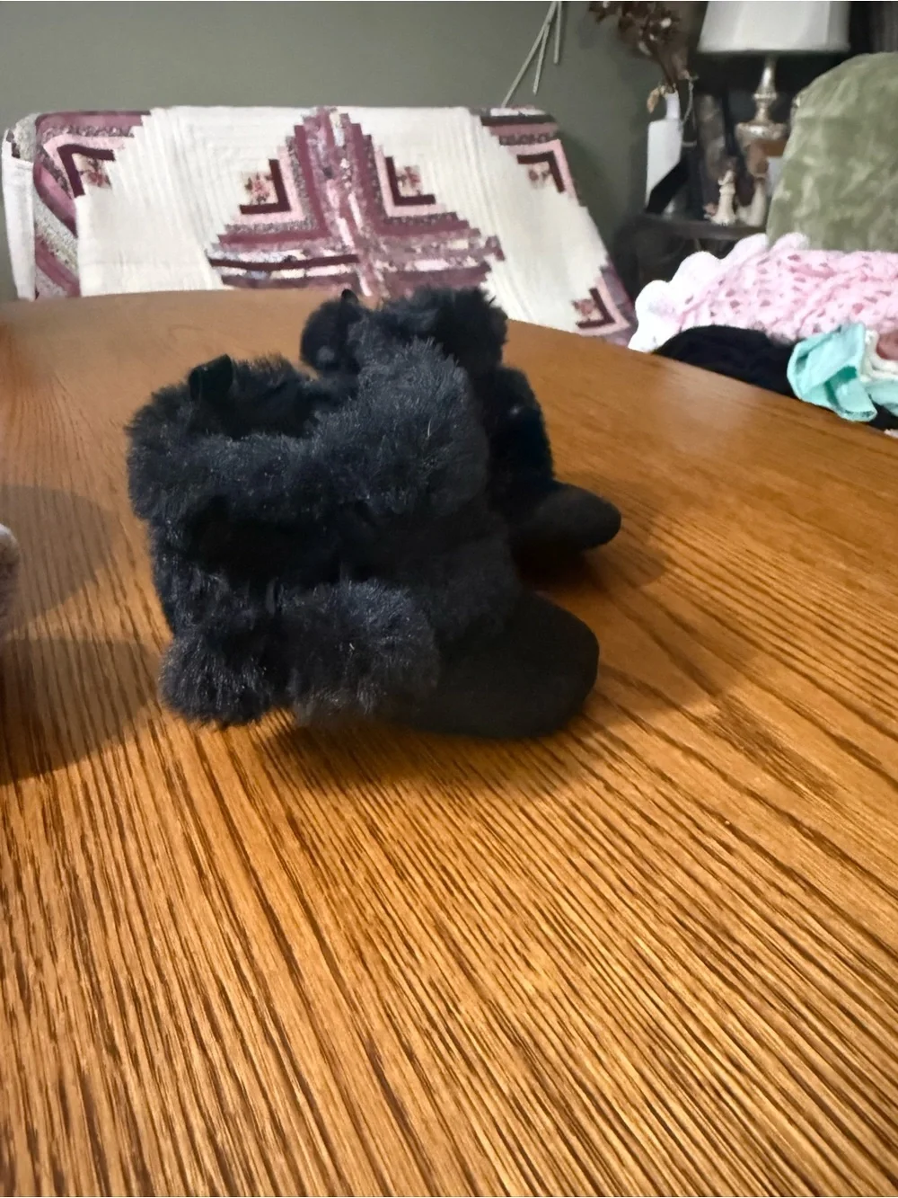 Baby Black Faux-Fur Booties - Soft Cozy Winter Shoes